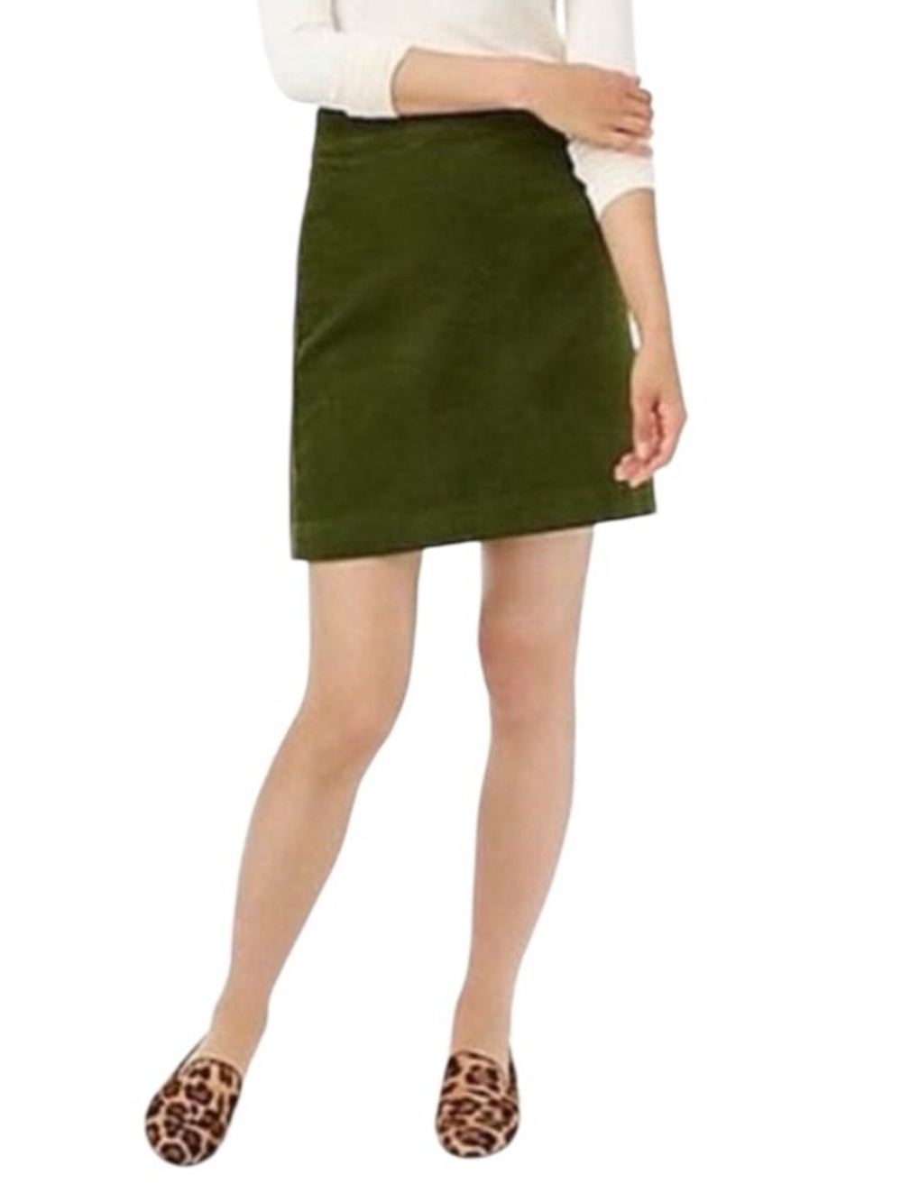 J. Crew Olive Green Corduroy A-Line Mini Skirt